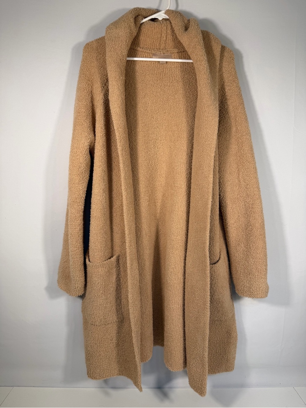 Barefoot Dreams CozyChic Hooded Long Cardigan Camel Pockets M